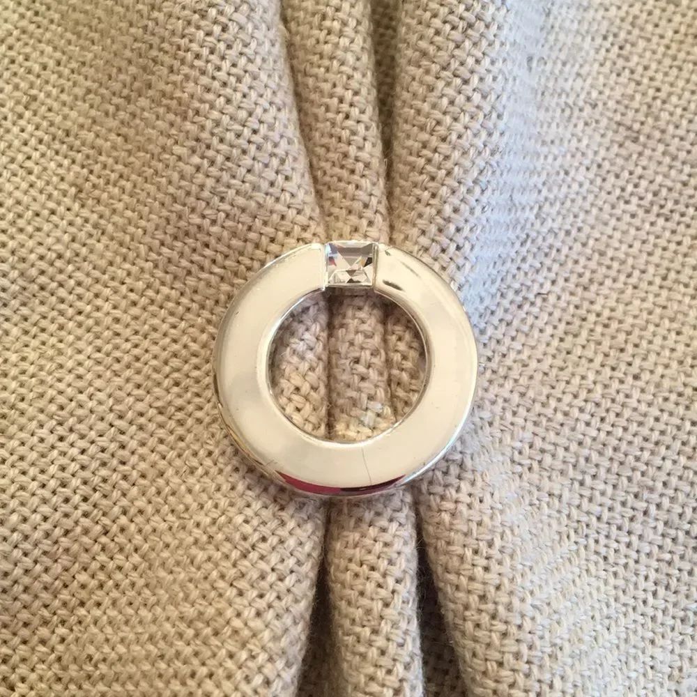 Silver Circle Pin Square Cut Glass Rhinestone - Picture 7 of 11